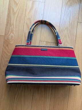 Prada Multicolor Striped Canvas Shoulder Bag